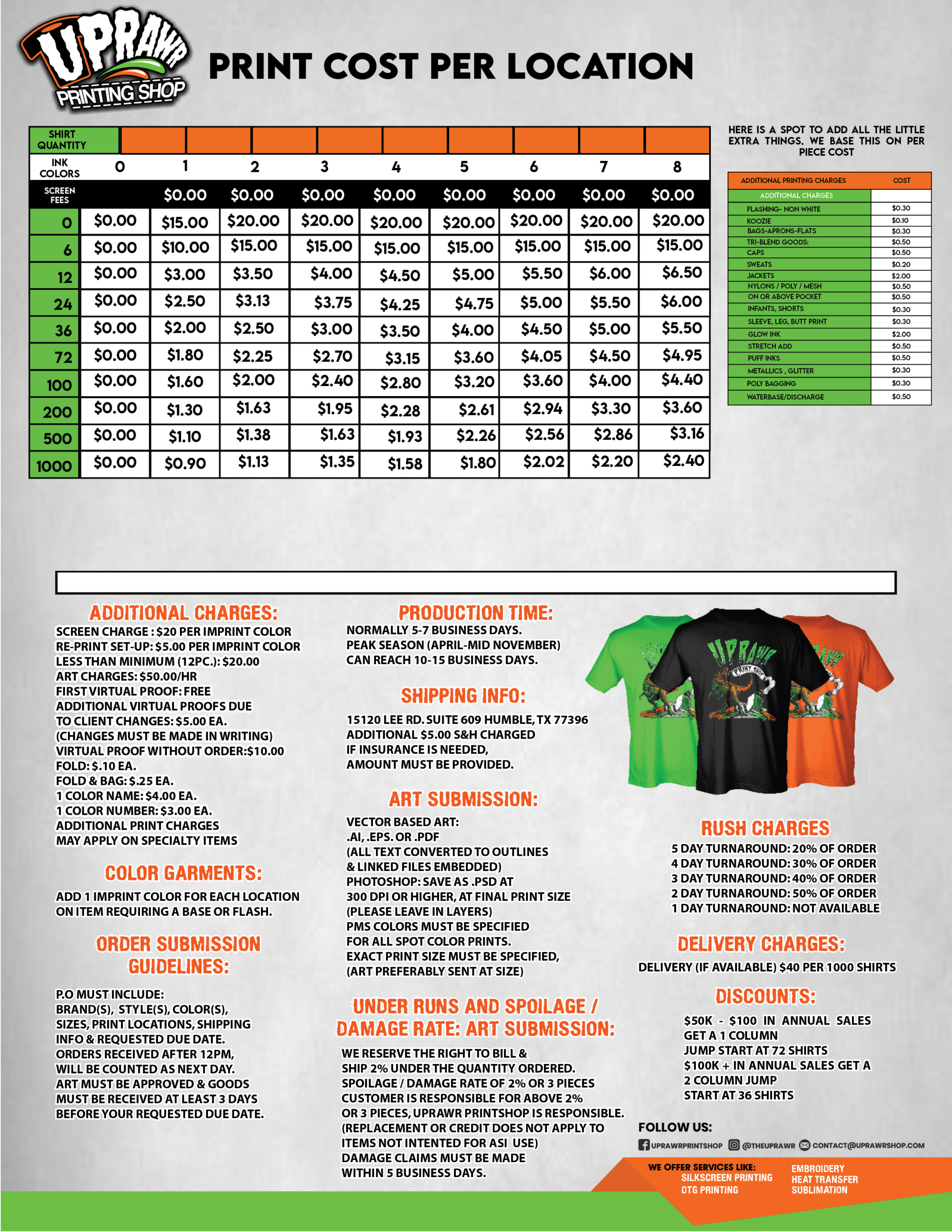 UpRawr old print cost brochure