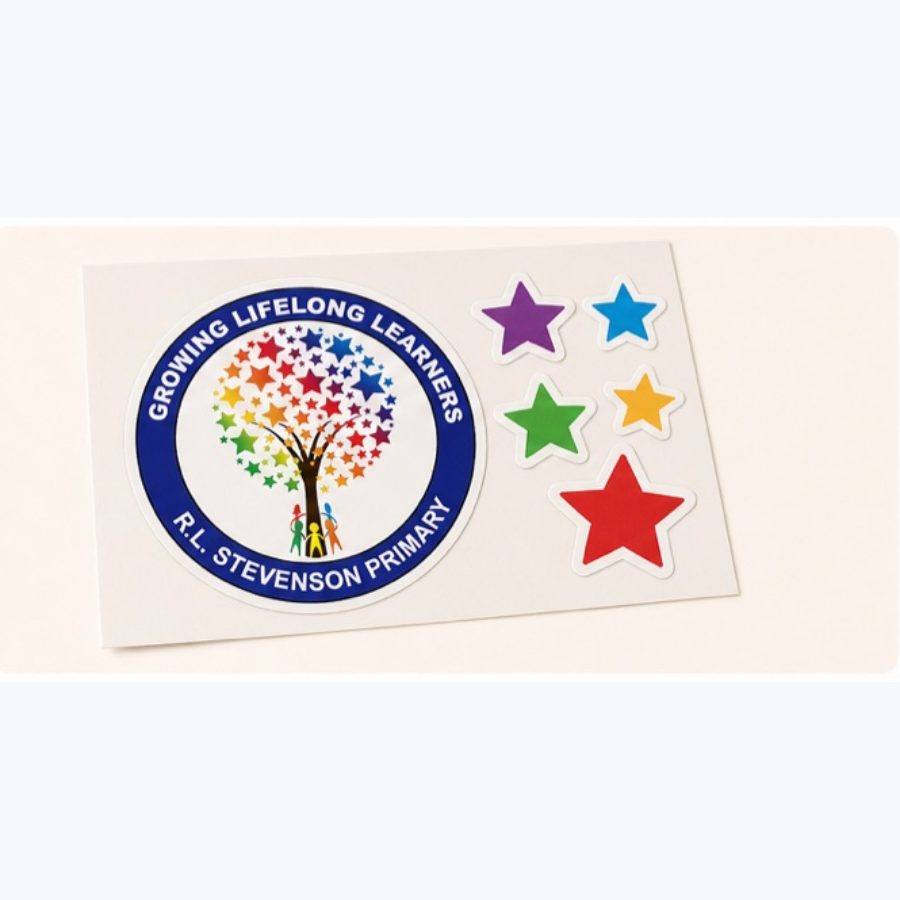 Stevenson sticker sheet individual realistic mockup